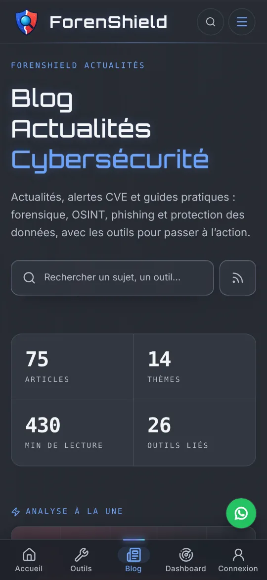 Blog ForenShield dans l’application