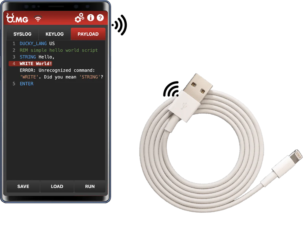Câble keylogger Wi-Fi type OMG Cable